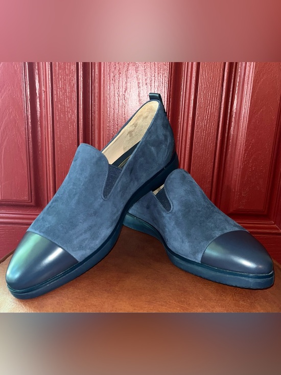 Cole Haan Shoes - Cole Haan Grand Ambition Women's 7.5 B Blue Suede Leather Cap Toe Loafers